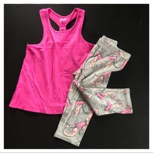 Gap Pink Tank & Mermaid Print Leggings